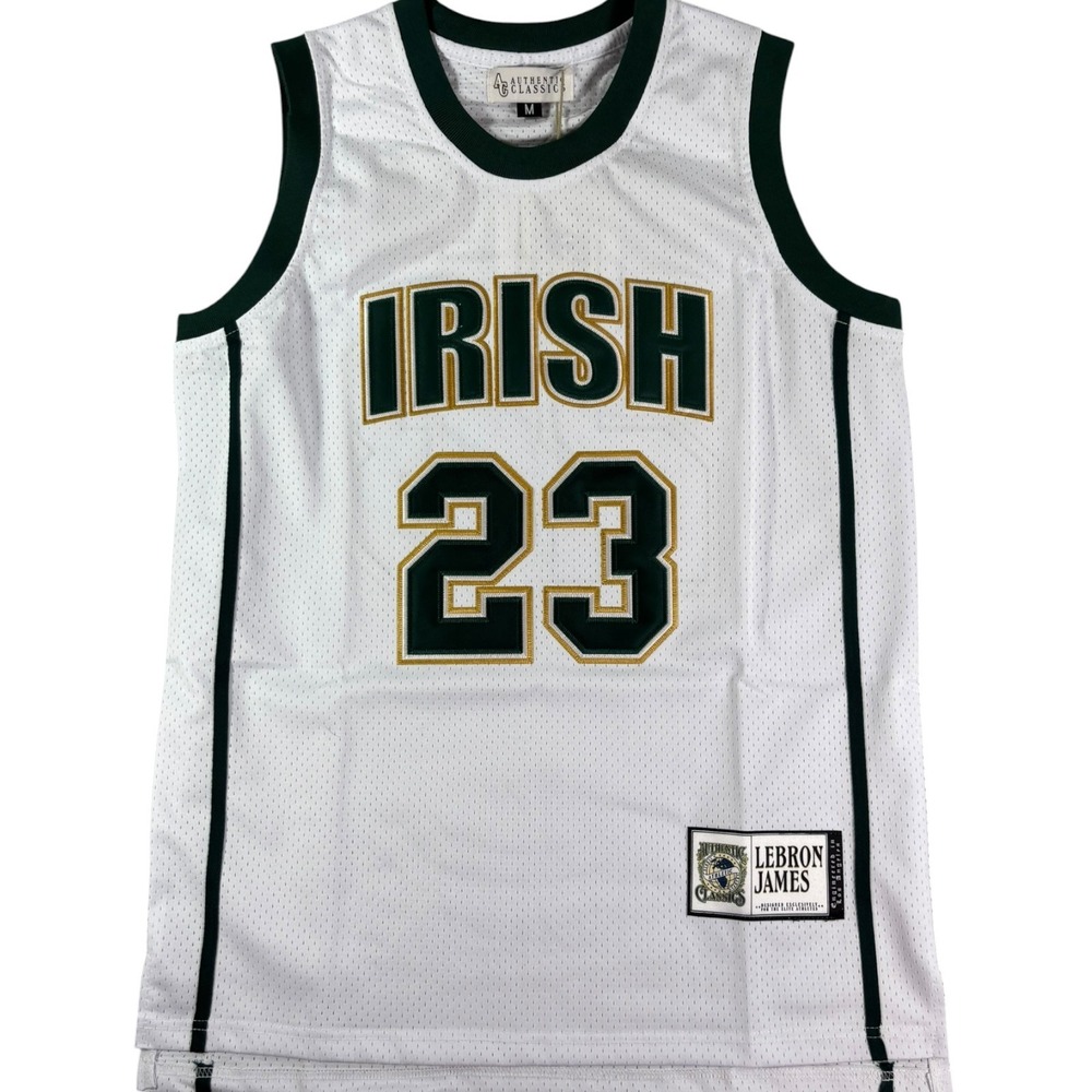 Authentic Classics LeBron James Irish 23 High School Basketball Jersey White M